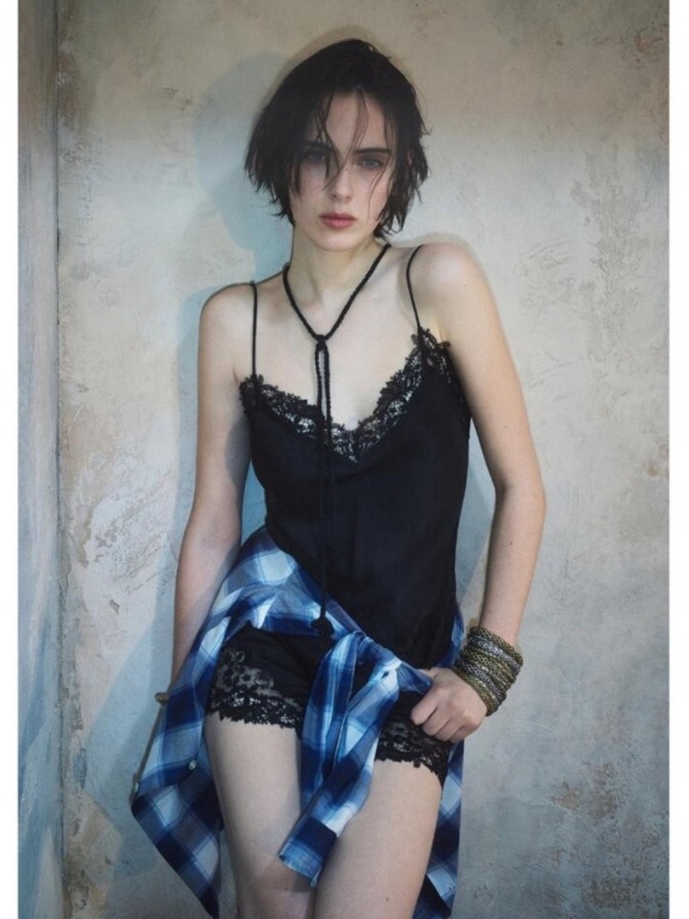 Zara x Kate Moss Womens Top XS Black Camisole Silk Lace Trim NWT